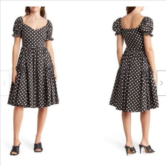NWT Caroline Constas Landyn Polka Dot Fit & Flare Dress Medium - Picture 1 of 10